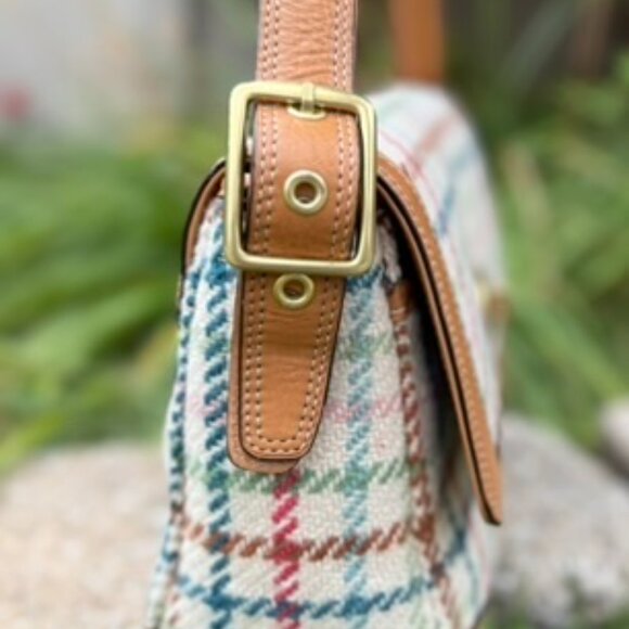 ‼️SOLD‼️Coach Y2K Wool Hampton Tattersall Houndstooth Turnlock Convertible Bag - Picture 3 of 11